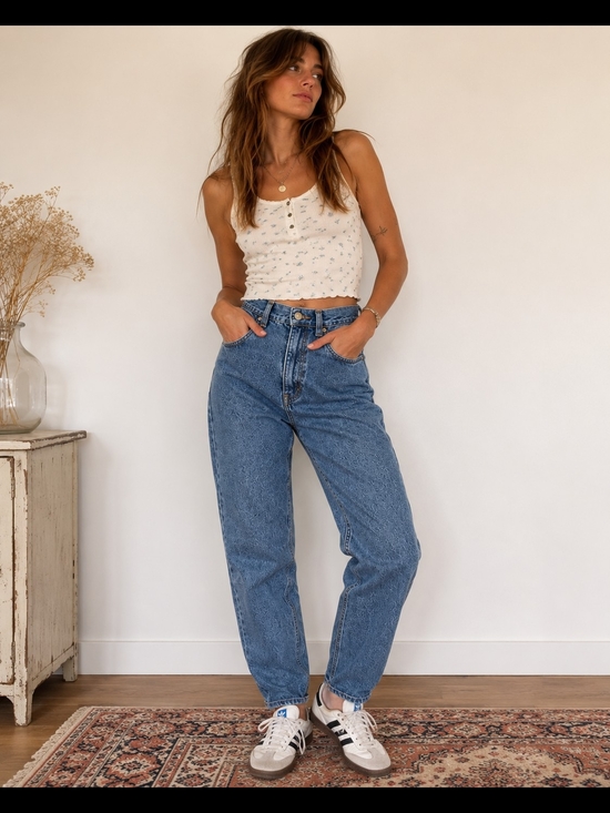 Lee Denim - Lee High Rise Blue Cotton Mom Jeans Vintage